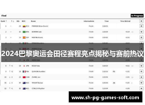 2024巴黎奥运会田径赛程亮点揭秘与赛前热议 2024巴黎奥运会田径赛程亮点揭秘与赛前热议